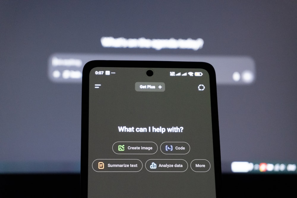 Smartphone screen displaying AI assistant options